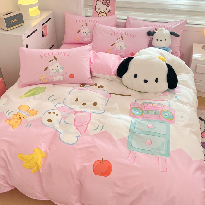 91家纺网 家纺一手货源 找家纺 暮思家居 2025新款正版授权三丽鸥大阪全棉数码印花纯棉四件套（第三批） 大版-活力帕恰狗