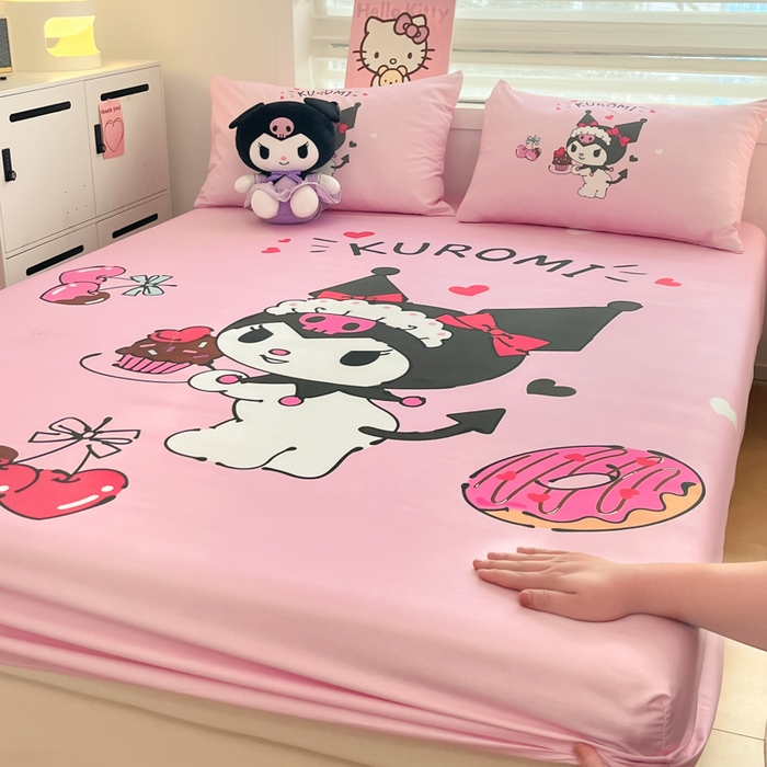 91家纺网 家纺一手货源 找家纺 暮思家居 2025新款正版授权三丽鸥大阪全棉数码印花纯棉单品床笠（第二批） A版-美味库洛米