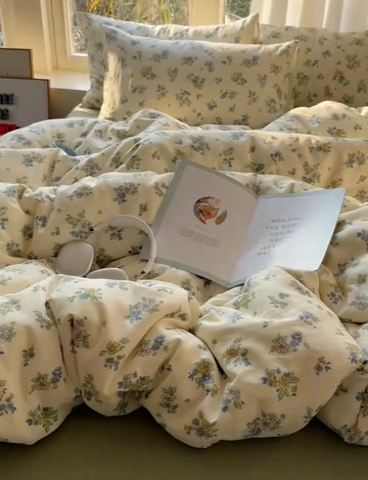 91家纺网 家纺一手货源 找家纺 雅居纺家纺 2025新款全棉双层纱四件套 初夏