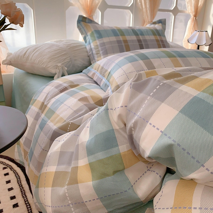 91家纺网 家纺一手货源 找家纺 2025新款亲肤舒适小清新全棉四件套小号标准都有 西格蓝