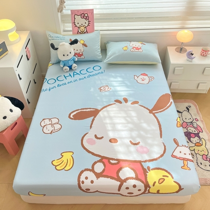 暮思家居 2025新款正版授权三丽鸥大阪全棉数码印花纯棉单品床笠（第二批） A版-呆萌帕恰狗