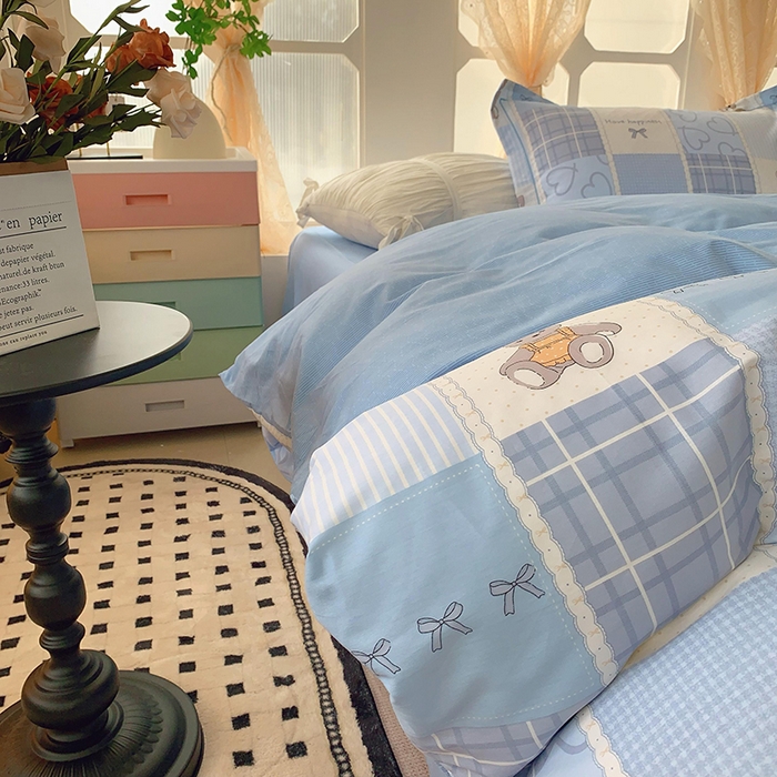 91家纺网 家纺一手货源 找家纺 2025新款亲肤舒适小清新全棉四件套小号标准都有 宠物城