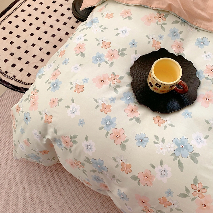 91家纺网 家纺一手货源 找家纺 2025新款亲肤舒适小清新全棉四件套 云瑶飘香