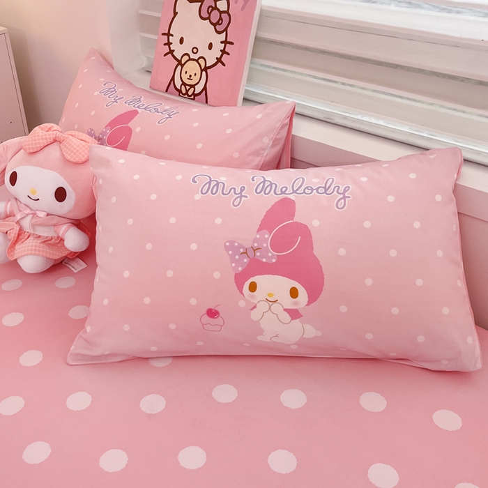 91家纺网 家纺一手货源 找家纺 暮思家居 2025新款正版授权三丽鸥大阪全棉数码印花纯棉四件套（第三批） 大版-波点美乐蒂