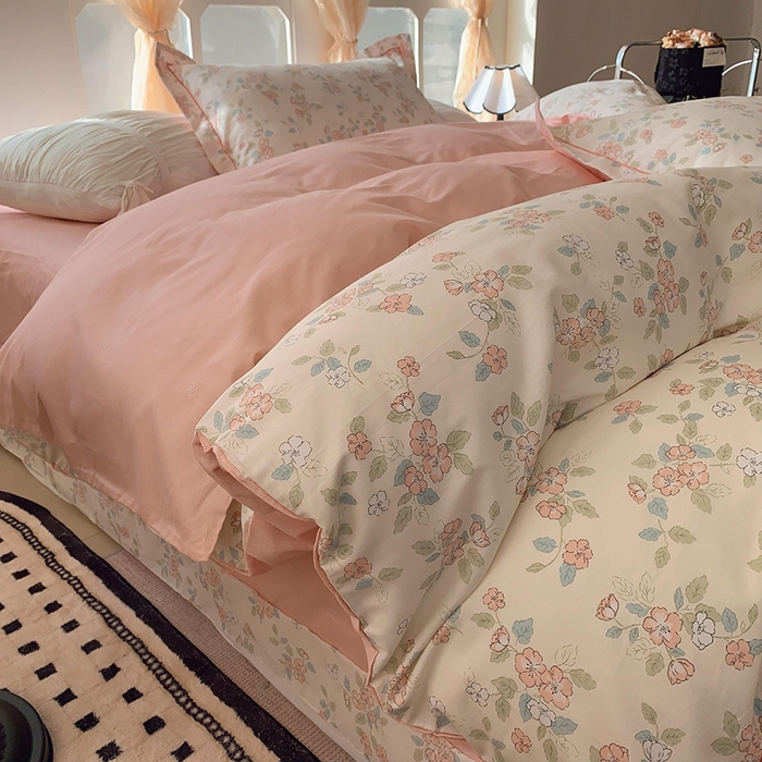 91家纺网 家纺一手货源 找家纺 2025新款亲肤舒适小清新全棉四件套 伊甸园