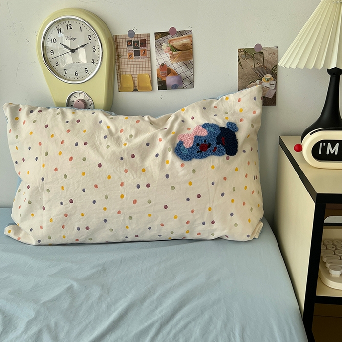 91家纺网 家纺一手货源 找家纺 原素 2025新款萌到心窝窝的毛巾绣四件套 开心考拉