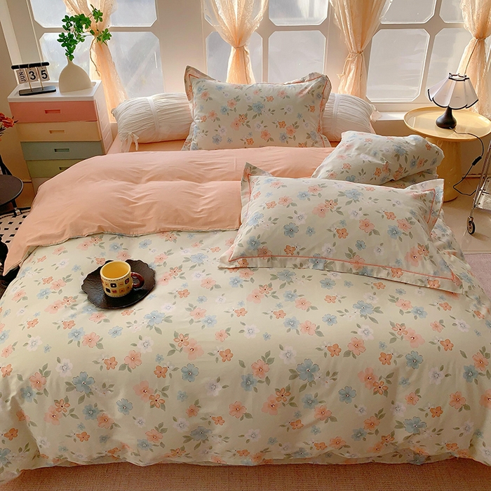 91家纺网 家纺一手货源 找家纺 2025新款亲肤舒适小清新全棉四件套 云瑶飘香