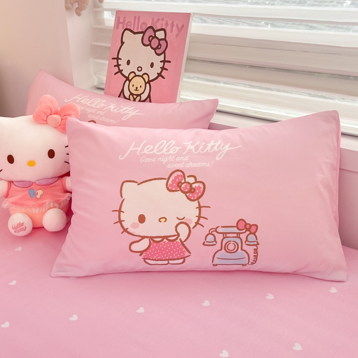 91家纺网 家纺一手货源 找家纺 暮思家居 2025新款正版授权三丽鸥大阪全棉数码印花纯棉四件套（第三批） 大版-晚安凯蒂