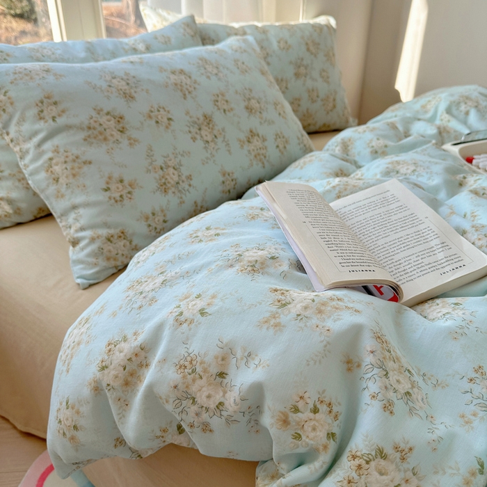 91家纺网 家纺一手货源 找家纺 雅居纺家纺 2025新款全棉双层纱四件套 蔷薇-兰