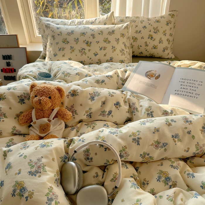 91家纺网 家纺一手货源 找家纺 雅居纺家纺 2025新款全棉双层纱四件套 初夏