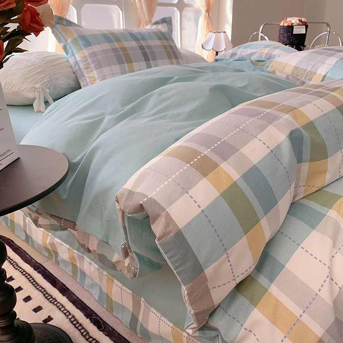 91家纺网 家纺一手货源 找家纺 2025新款亲肤舒适小清新全棉四件套小号标准都有 西格蓝