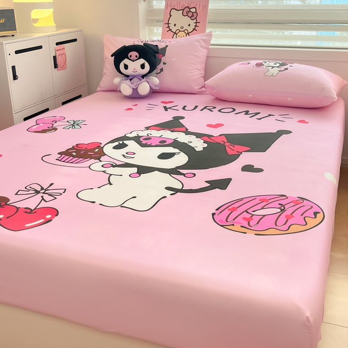 91家纺网 家纺一手货源 找家纺 暮思家居 2025新款正版授权三丽鸥大阪全棉数码印花纯棉单品床笠（第二批） A版-美味库洛米