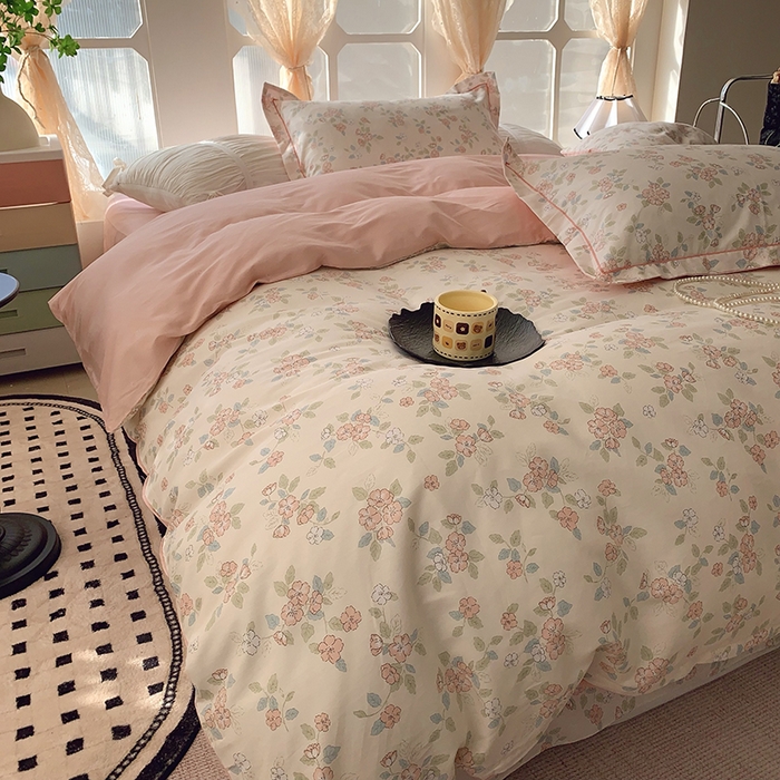 91家纺网 家纺一手货源 找家纺 2025新款亲肤舒适小清新全棉四件套 伊甸园