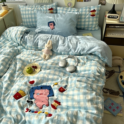 原素 2025新款萌到心窝窝的毛巾绣四件套 吃货小猪