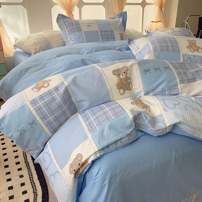 91家纺网 家纺一手货源 找家纺 2025新款亲肤舒适小清新全棉四件套小号标准都有 宠物城