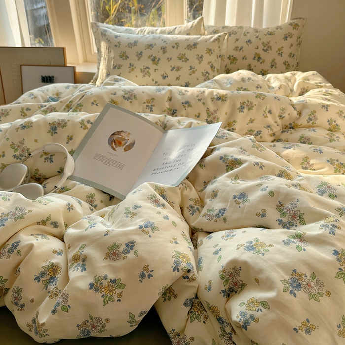 91家纺网 家纺一手货源 找家纺 雅居纺家纺 2025新款全棉双层纱四件套 初夏