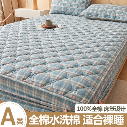 糯米猪家纺 2025新款全棉色织水洗棉床笠 雅致兰