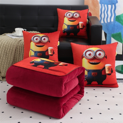 91家纺网 家纺一手货源 找家纺 （总）宝马家纺（原梦童画） 2025新款小黄人牛奶绒数码印花抱枕被