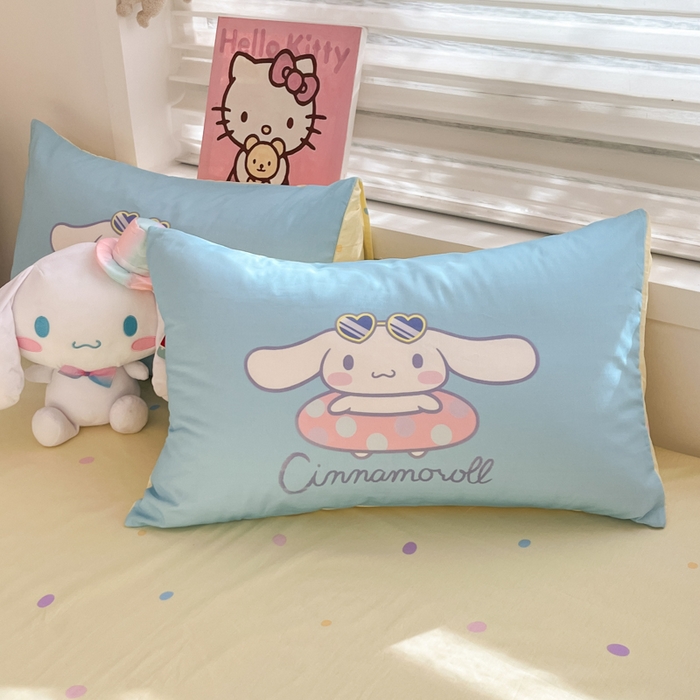 91家纺网 家纺一手货源 找家纺 暮思家居 2025新款正版授权三丽鸥大阪全棉数码印花纯棉四件套（第三批） 大版-竖条大耳狗