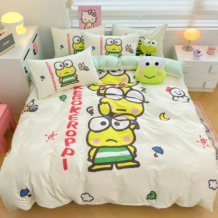 暮思家居 2025新款正版授权三丽鸥大阪全棉数码印花纯棉四件套（第三批） 大版-兄弟大眼蛙