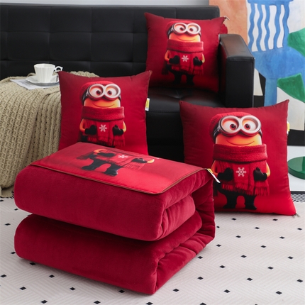 91家纺网 家纺一手货源 找家纺 （总）宝马家纺（原梦童画） 2025新款小黄人牛奶绒数码印花抱枕被