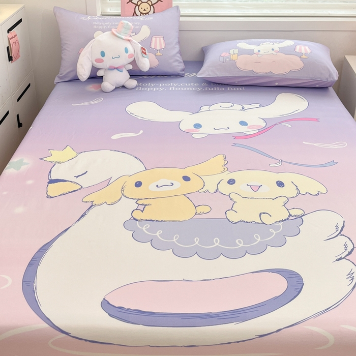 91家纺网 家纺一手货源 找家纺 暮思家居 2025新款正版授权三丽鸥大阪全棉数码印花纯棉单品床笠（第二批） A版-天使大耳狗