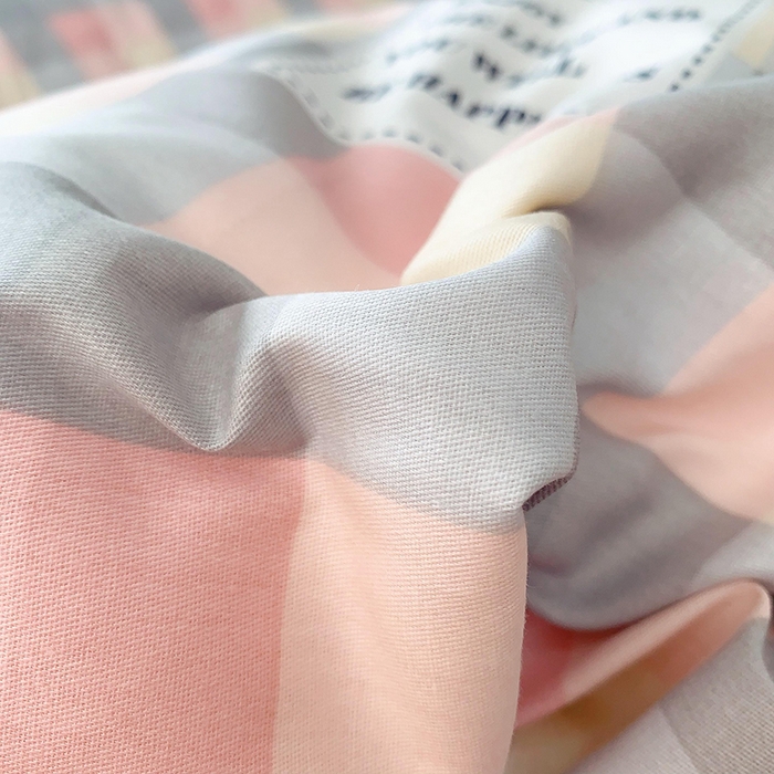 91家纺网 家纺一手货源 找家纺 2025新款亲肤舒适小清新全棉四件套小号标准都有 粉格