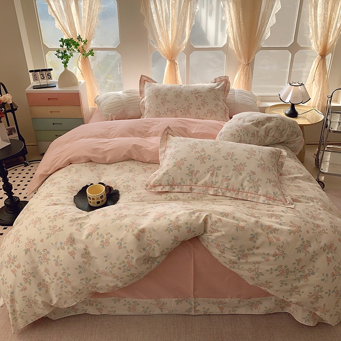 91家纺网 家纺一手货源 找家纺 2025新款亲肤舒适小清新全棉四件套 伊甸园