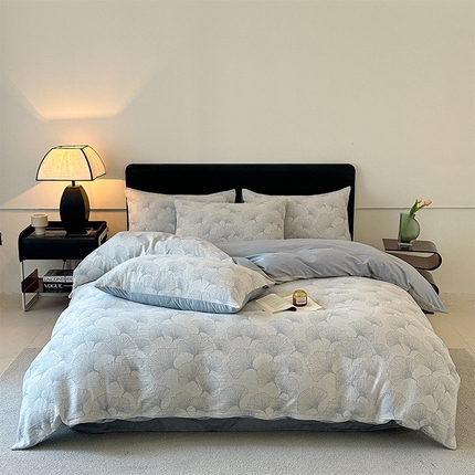 91家纺网 家纺一手货源 找家纺 （总）格里芬家纺 2025新款全棉色织水洗三层纱提花纯棉四件套