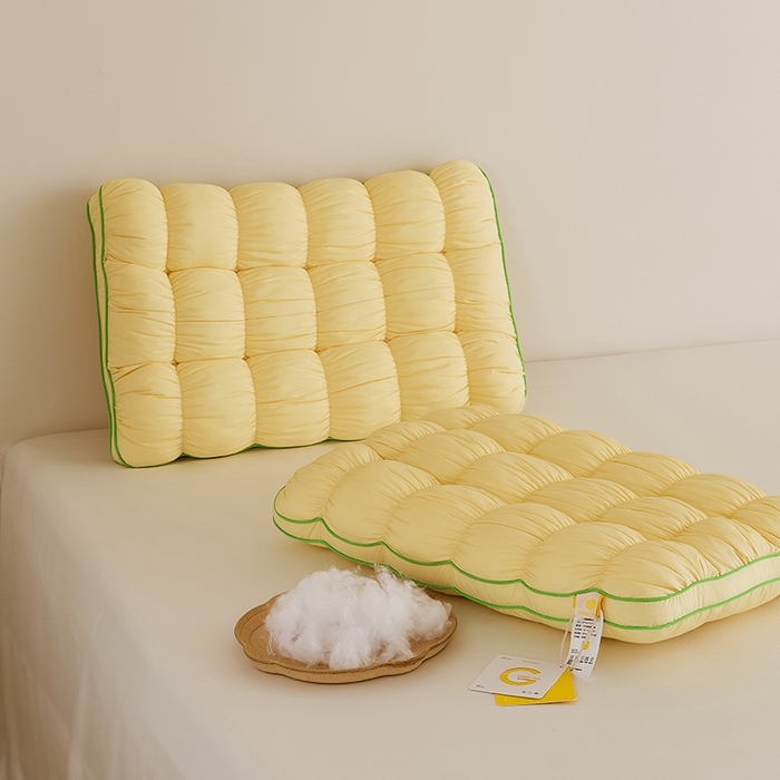 91家纺网 家纺一手货源 找家纺 微枕芯 2025新款法式云朵面包枕枕头枕芯48*74cm±2cm 法式云朵面包枕-黄色