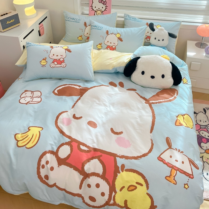 91家纺网 家纺一手货源 找家纺 暮思家居 2025新款正版授权三丽鸥大阪全棉数码印花纯棉四件套（第三批） 大版-呆萌怕恰狗