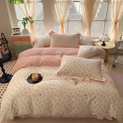 2025新款亲肤舒适小清新全棉四件套 微风许甜