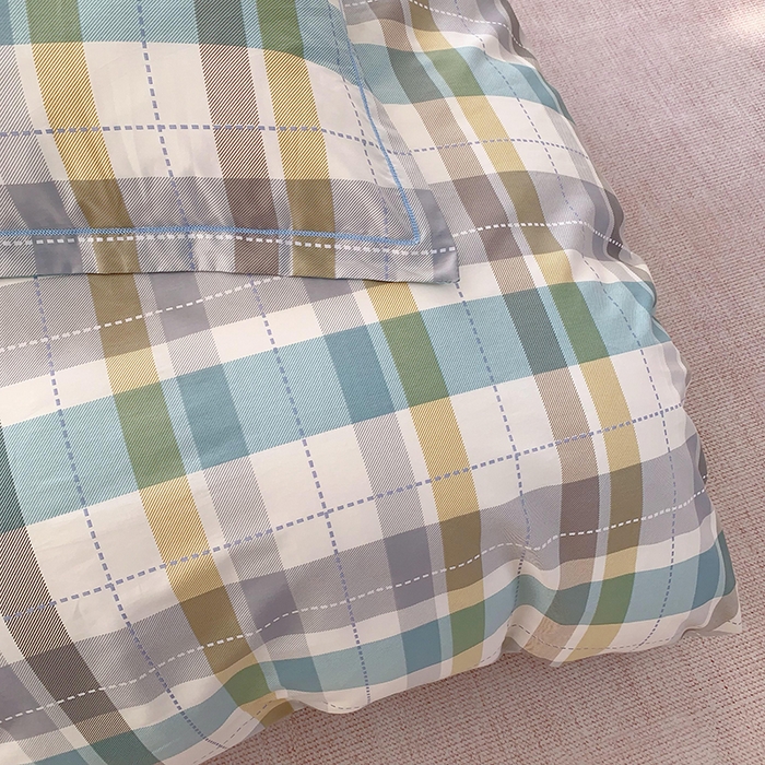 91家纺网 家纺一手货源 找家纺 2025新款亲肤舒适小清新全棉四件套 西格蓝