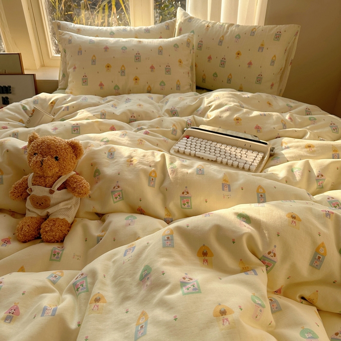 91家纺网 家纺一手货源 找家纺 雅居纺家纺 2025新款全棉双层纱四件套 铅笔屋