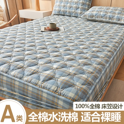 91家纺网 家纺一手货源 找家纺 糯米猪家纺 2025新款全棉色织水洗棉床笠 简兮兰