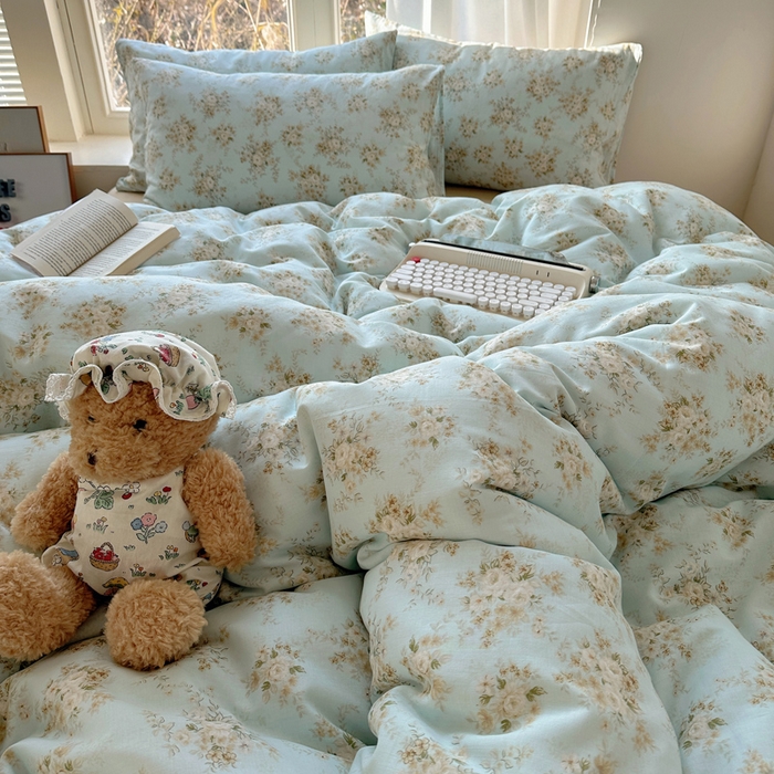 91家纺网 家纺一手货源 找家纺 雅居纺家纺 2025新款全棉双层纱四件套 蔷薇-兰