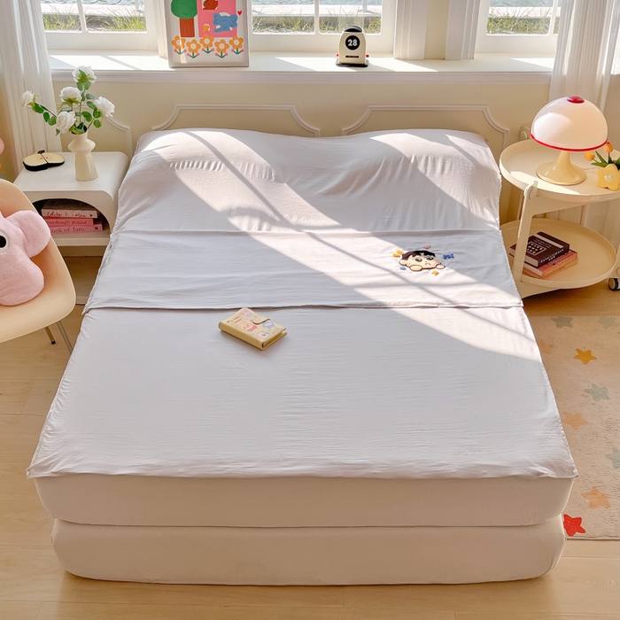 91家纺网 家纺一手货源 找家纺 柒星睡袋 2025新款a类水洗毛巾绣一次性隔脏睡袋 小新浅灰