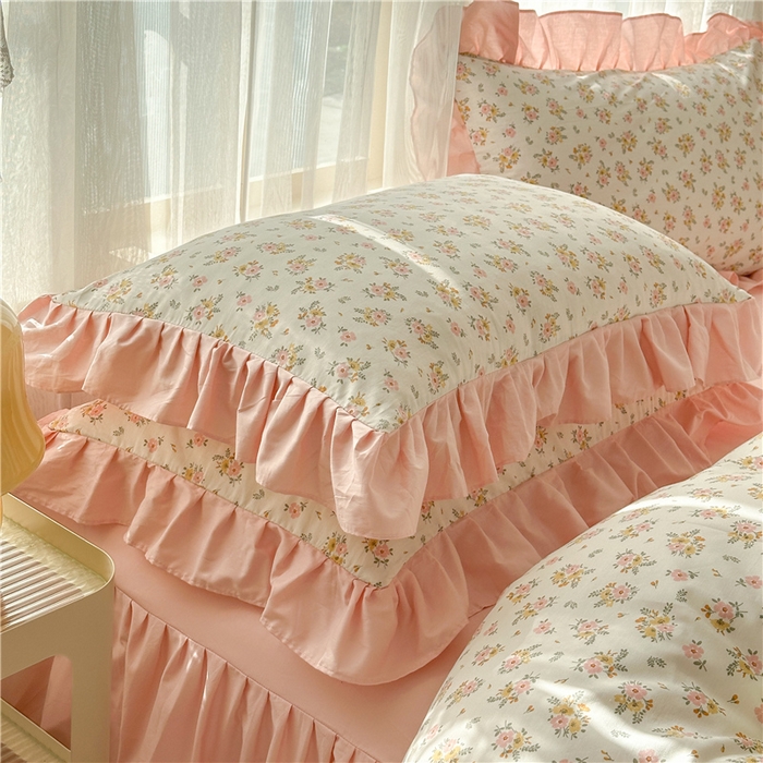 91家纺网 家纺一手货源 找家纺 忘忧草 2025新款全棉小清新床裙四件套 云香