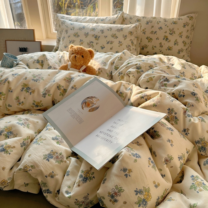 91家纺网 家纺一手货源 找家纺 雅居纺家纺 2025新款全棉双层纱四件套 初夏