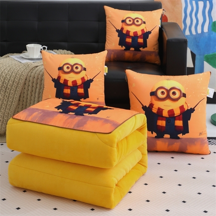 91家纺网 家纺一手货源 找家纺 （总）宝马家纺（原梦童画） 2025新款小黄人牛奶绒数码印花抱枕被