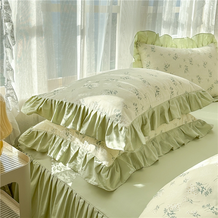 91家纺网 家纺一手货源 找家纺 忘忧草 2025新款全棉小清新床裙四件套 妃子笑