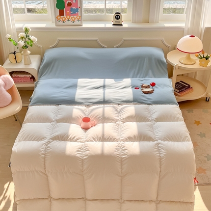 柒星睡袋 2025新款a类水洗毛巾绣一次性隔脏睡袋 巴萨熊蓝