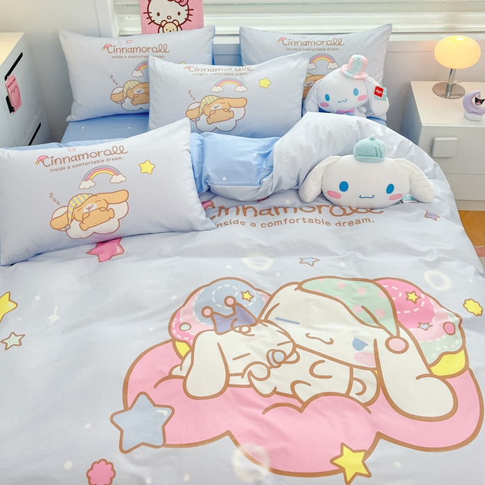 91家纺网 家纺一手货源 找家纺 暮思家居 2025新款正版授权三丽鸥大阪全棉数码印花纯棉四件套（第三批） 大版-彩虹大耳狗