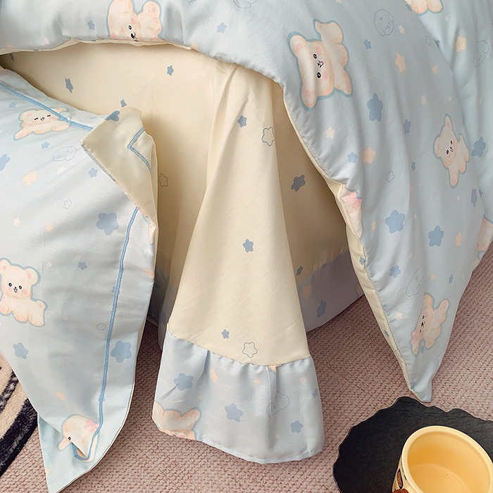 91家纺网 家纺一手货源 找家纺 2025新款亲肤舒适小清新全棉四件套小号标准都有 狗狗精灵