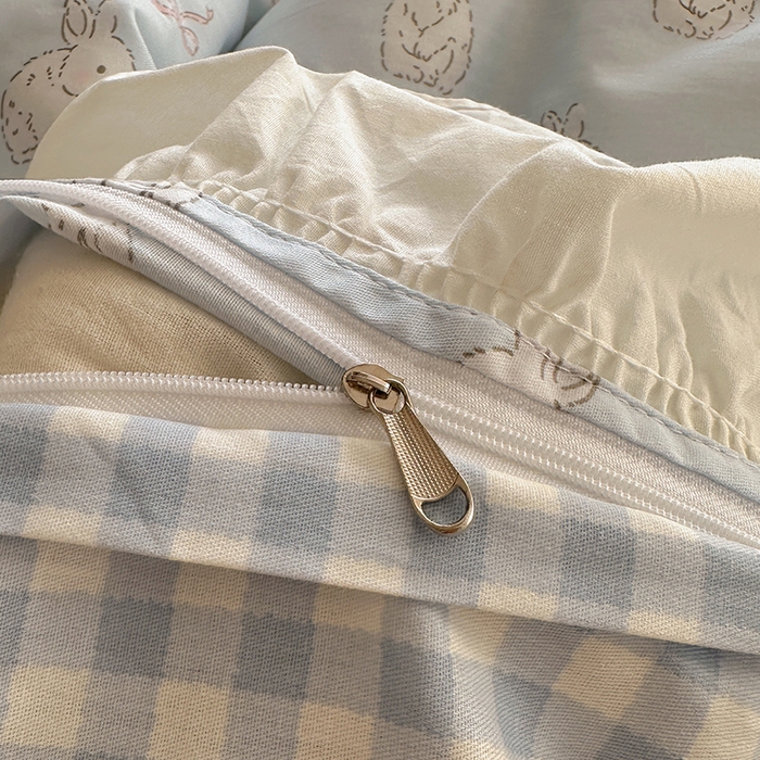 91家纺网 家纺一手货源 找家纺 瑞莱 2025新款全棉韩版花边印花四件套 韩版花仙兔