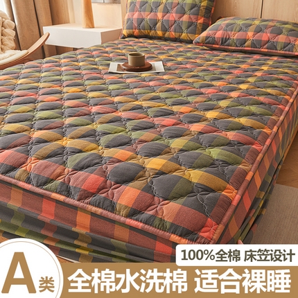 糯米猪家纺 2025新款全棉色织水洗棉床笠 晴空灰