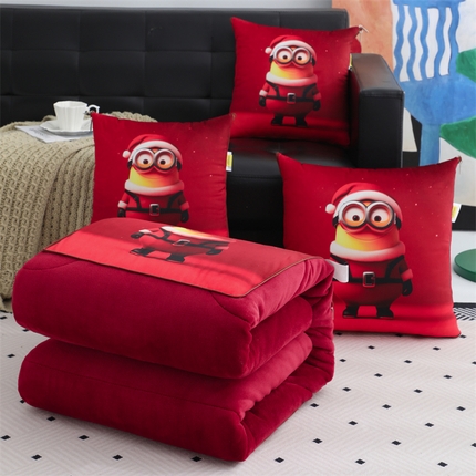 91家纺网 家纺一手货源 找家纺 （总）宝马家纺（原梦童画） 2025新款小黄人牛奶绒数码印花抱枕被