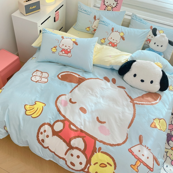 91家纺网 家纺一手货源 找家纺 暮思家居 2025新款正版授权三丽鸥大阪全棉数码印花纯棉四件套（第三批） 大版-呆萌怕恰狗