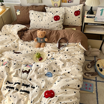 原素 2025新款萌到心窝窝的毛巾绣四件套 苹果冰激凌