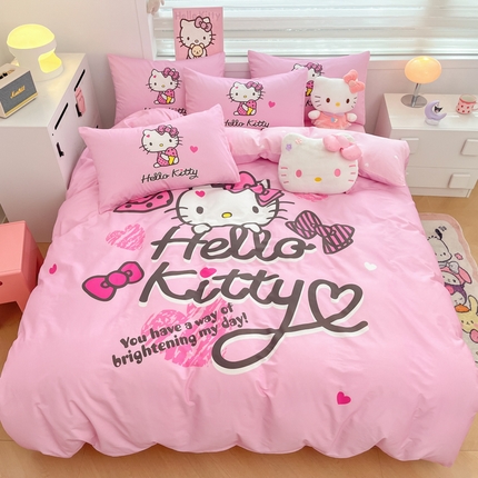 暮思家居 2025新款正版授权三丽鸥大阪全棉数码印花纯棉四件套（第三批） 大版-凯蒂宝贝